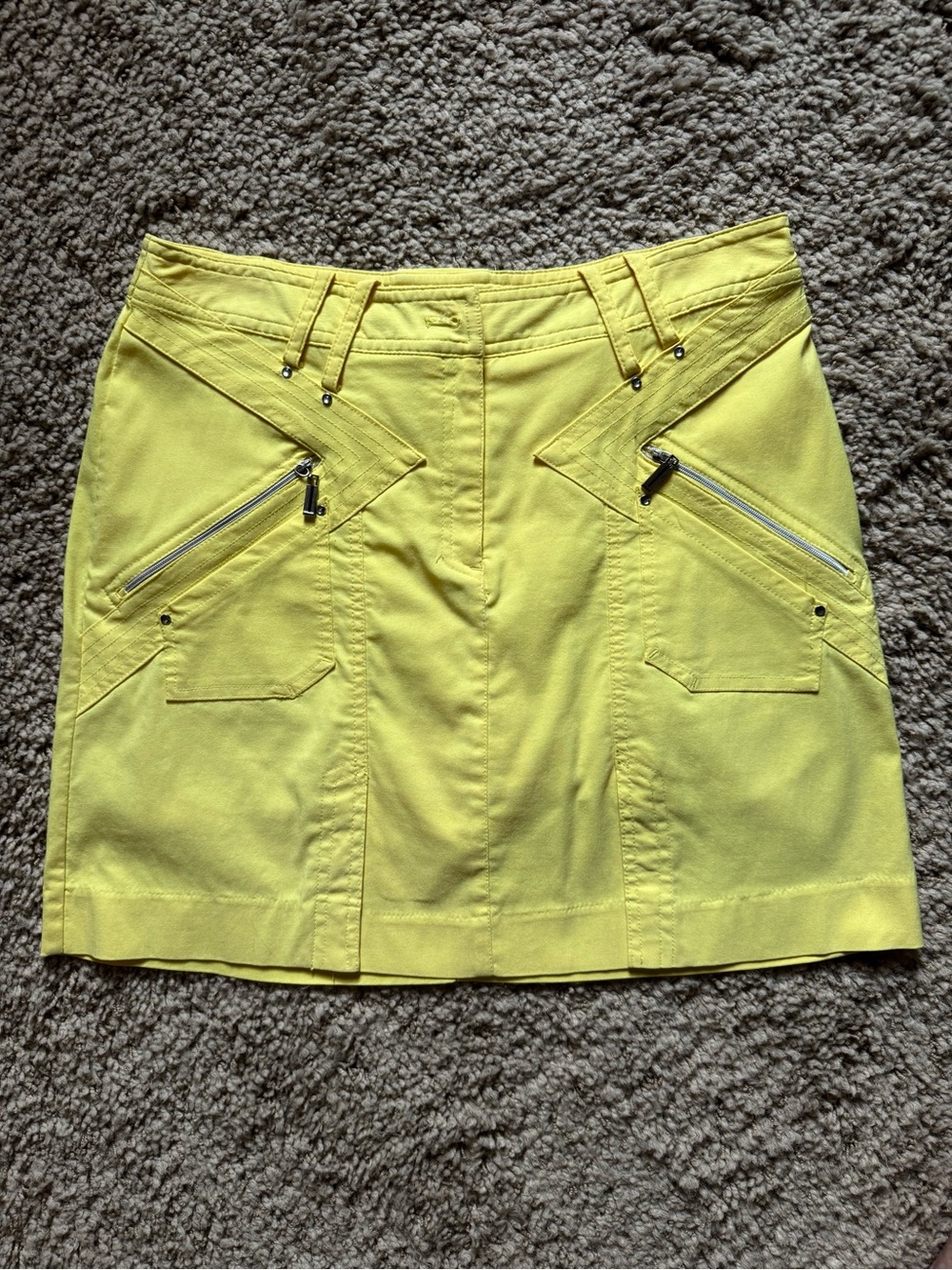 jamie sadock Bright Yellow Mini Skirt with Zip Pockets